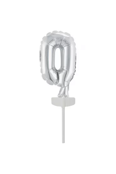 Amscan Balon foliowy mini cyfra 0 srebrna 7,5x12cm