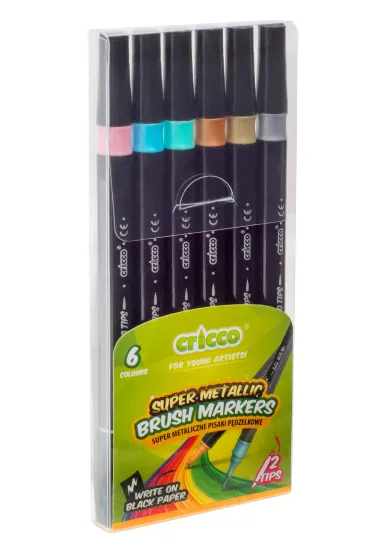 Cricco Pisaki p�dzelkowe metaliczne dwustronne 6 szt.