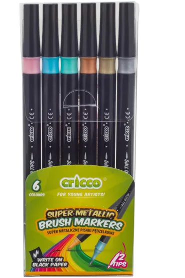 Cricco Pisaki p�dzelkowe metaliczne dwustronne 6 szt.