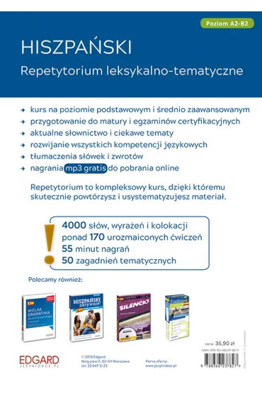 Hiszpa�ski. Repetytorium leksykalno-tematyczne. Poziom A2-B2