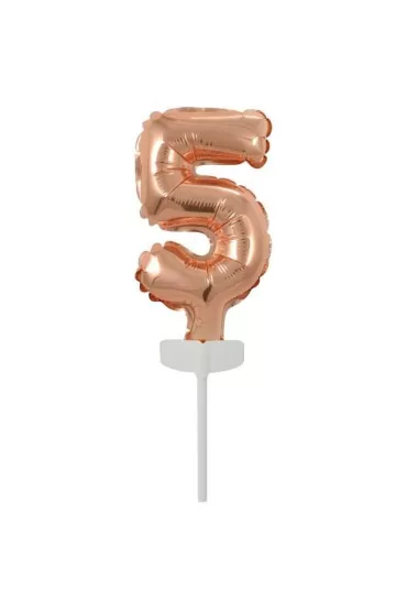 Amscan Balon foliowy mini cyfra 5 r�owe z�oto 7x12cm