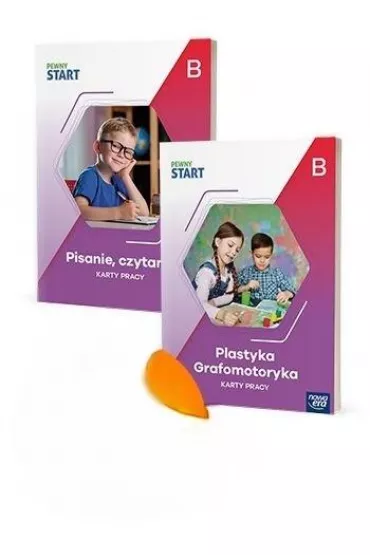 Pewny start. Poziom B. Zestaw Karty pracy. Czytanie, pisanie. Plastyka, grafomotoryka