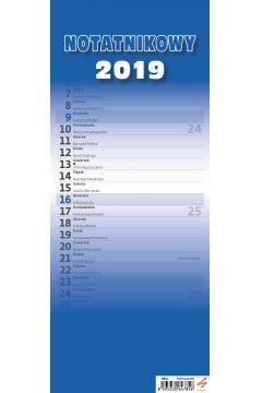 Sztuka Rodzinna Kalendarz 2019 Slim Notatnikowy Niebieski