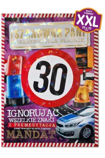 Yeku Karnet Premium Mandat 30 urodziny damskie (24x33cm)