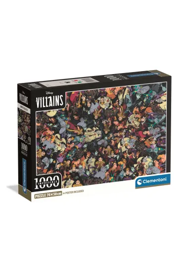 Puzzle 1000 Compact Impossible ! Disney Villains 37518 Clementoni