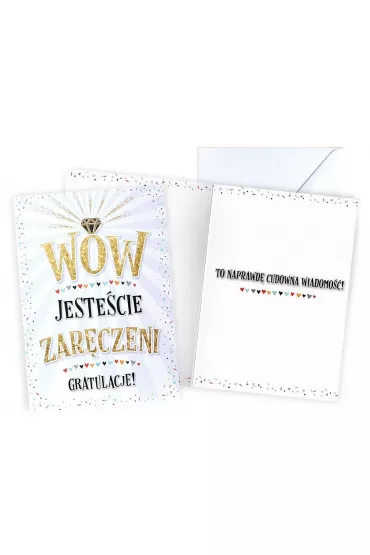 Kukartka Karnet Gratulacje zar�czyny, z�ocony V-071 (14x18,5cm)