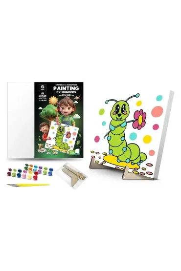 Qbee Malowanie po numerach - Zielona g�sienica 25x25cm