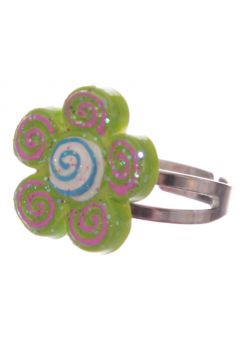 Pier�cionek kwiatek ze spiral� kolorowy, regulowany
