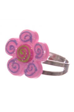 Pier�cionek kwiatek ze spiral� kolorowy, regulowany