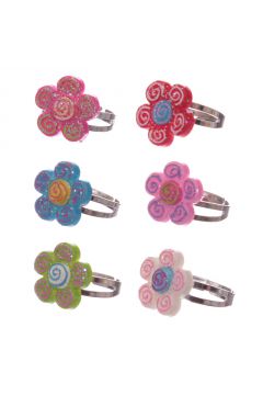 Pier�cionek kwiatek ze spiral� kolorowy, regulowany
