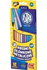Astra Kredki o��wkowe czarne drewno metalik 12 szt.