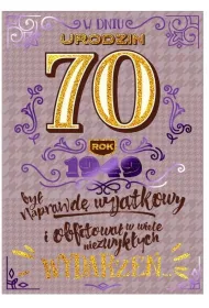 Kukartka Karnet B6 70-te urodziny - z�ote lata