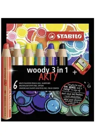 Stabilo Kredki Woody Arty 3w1 + temperwka 6 kolorw