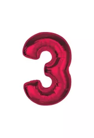 Godan Balon foliowy cyfra 3 czerwona Smart 92cm