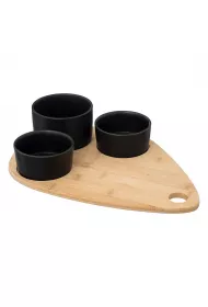 Secret de Gourmet Zestaw 4 miseczek na tacy Teardrop Black