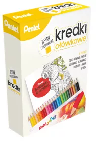 Pentel Zestaw kredki o��wkowe + kolorowanka 24 kolor�w