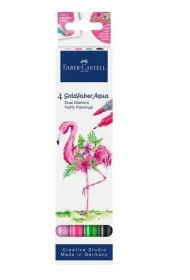Faber-Castell Pisak akwarelowy goldfaber aqua dwustronny zestaw flamingo 4 szt.