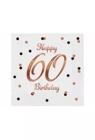 Godan Serwetki B&C Happy 60 Birthday bia�e 33 x 33 cm