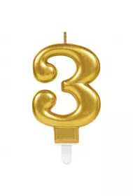 Amscan �wieczka cyferka 3 Sparkling Celebrations z�ota