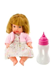Lalka bobas z butelk� i d�wi�kiem 30cm LeanToys