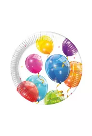 Talerzyki papierowe Sparkling Balloons 23cm 8szt