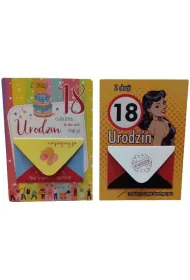 Karnet B6 18 Urodziny z kopertk� mix 2 wzor�w