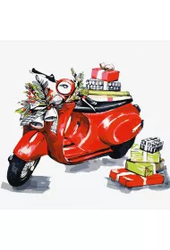 Ideyka Malowanie po numerach - �wi�teczny motocykl 30x30cm