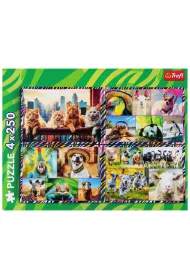Puzzle 4x250 Zabawne zwierzaki TREFL