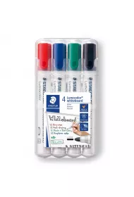 Staedtler Marker do bia�ych tablic whiteboard Lumocolor, okr�g�y, 4 kolory w etui 4 szt.