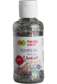 Happy Color Farba tempera brokatowa, srebrna, 118 ml