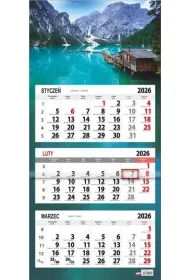 Kalendarz 2026 trjdzielny paska gwka Lazur