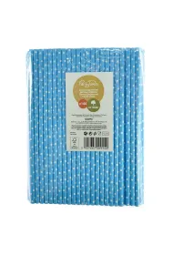 S�omki papierowe niebieskie w bia�e kropki 144 szt.