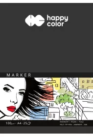 Happy Color Blok do markerw ART, biay, A4, 100g, 25 arkuszy 100 g 25 kartek