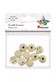 Hasta Koraliki drewniane okr�g�e z twarz� 10 szt.