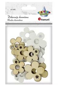 Titanum Drewniane kwiatki naturalny bia�y 23 mm. 30 mm