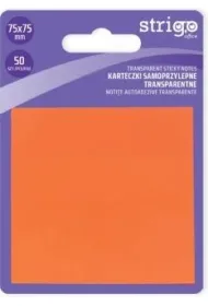 Strigo, Karteczki samoprzylepne transparentne - pomara�czowe, 50 kartek