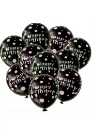 GoParty Zestaw balon�w Happy Birthday czarne 11el