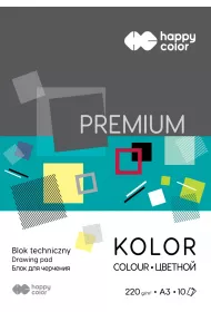 Happy Color Blok techniczny PREMIUM, kolorowy, A3, 220g, 10 arkuszy 10 kartek