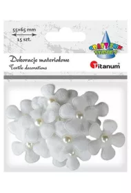 Titanum Ozdoba materia�owa kwiaty 3D z pere�k� 15 szt.