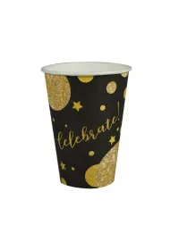 Arpex Kubki papierowe Glam Party czarne 200ml 8 szt.