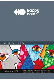 Happy Color Blok MIX MEDIA, ART, biay, A5, 200g, 25 arkuszy 200 g 25 kartek