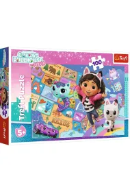 Puzzle 100 el. Przyja�� w kocim domku Trefl