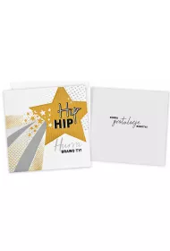 Kukartka Karnet kwadrat z�ocony Gratulacje - hip hip hurra QR-035