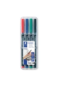 Staedtler Foliopisy wodoodporne Lumocolor, B, 4 kolory w etui