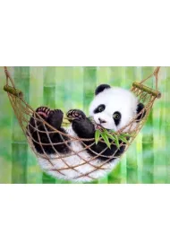 Mozaika diamentowa 5D - Panda w hamaku 40x30cm