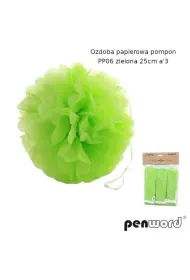 Penword Ozdoba papierowa pompon zielona 25cm