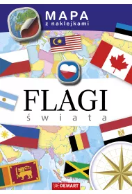Mapa z naklejkami. Flagi wiata