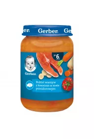 Gerber Obiadek bukiet warzyw z ososiem w sosie pomidorowym dla niemowlt po 6 miesicu 190 g