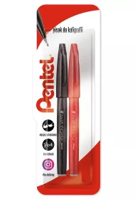 Pentel Pisak/p�dzelek do kaligrafii SES15 czarny, czerwony
