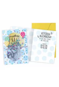 Kukartka Karnet confetti Urodziny, leniwiec KNF-052